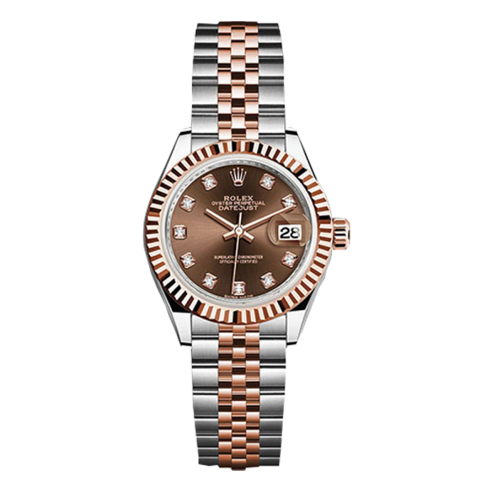 Rolex Datejust Rolesor Everose Gold Chocolate Diamond Dial